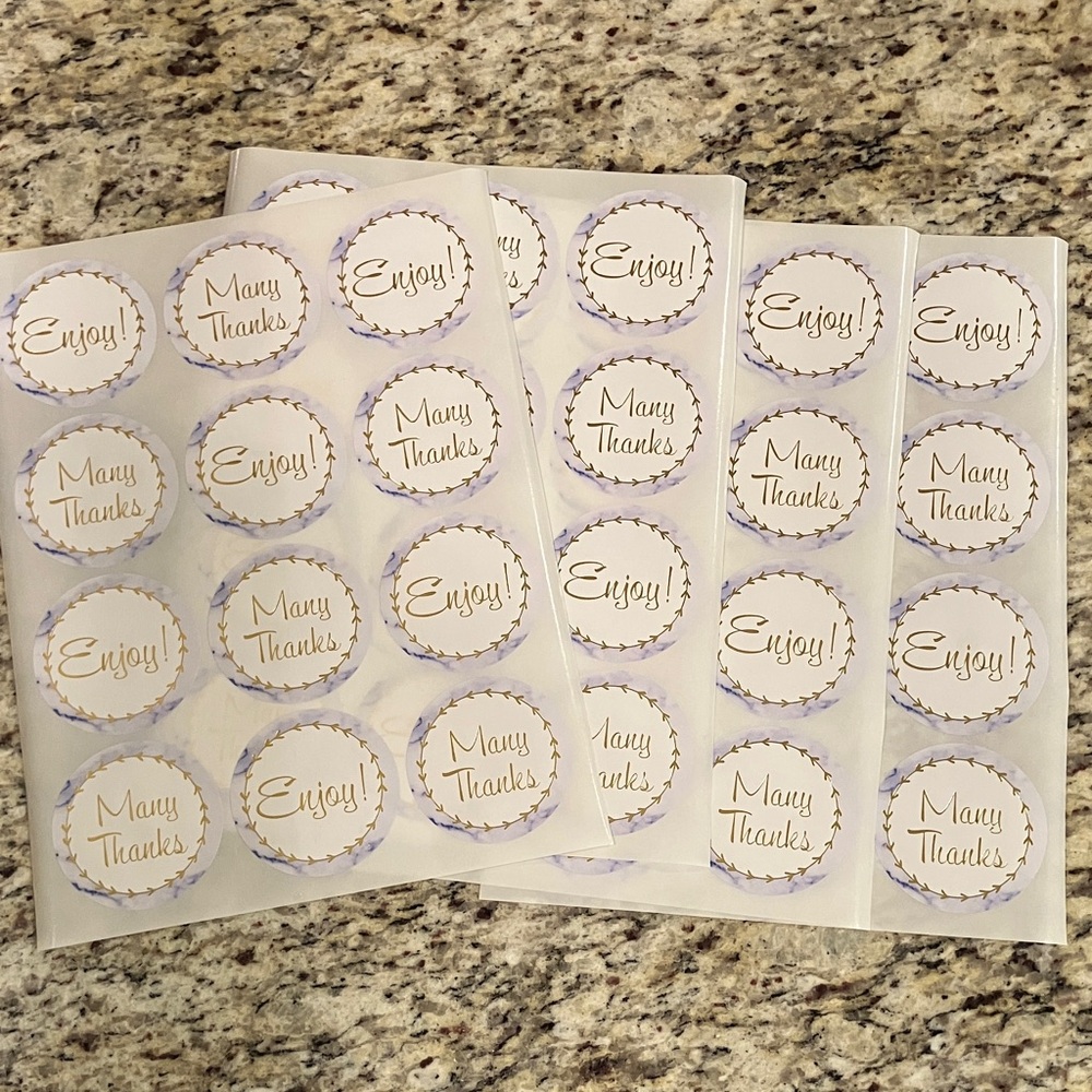 Set of 48 Large 2.5” Thank You Stickers Enjoy & Many Thanks New Seller Supplies